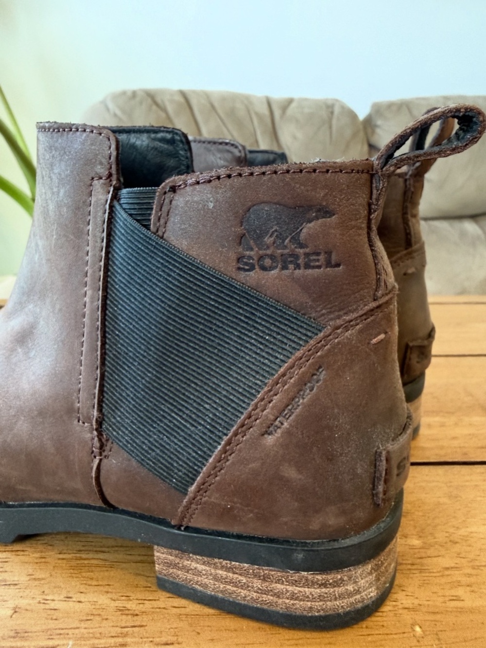 Sorel Brown Leather Waterproof Chelsea Ankle Boots Women’s Size 8